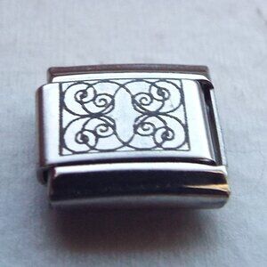 Ornate butterfly design laser 9mm stainless steel italian charm bracelet link 00